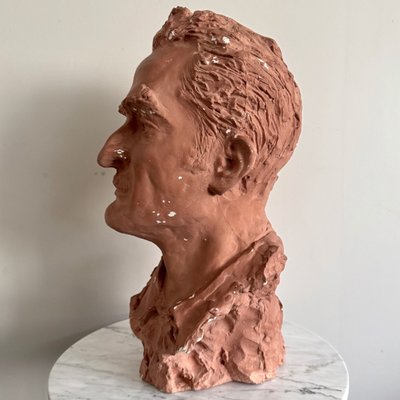 1930s plaster studio bust of a man with a mustache