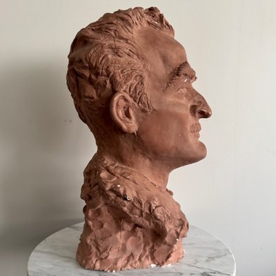 1930s plaster studio bust of a man with a mustache