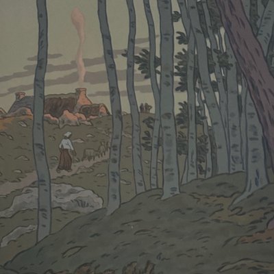 Lithograph by Henri Rivière: The Magic of the Hours - The Last Rays