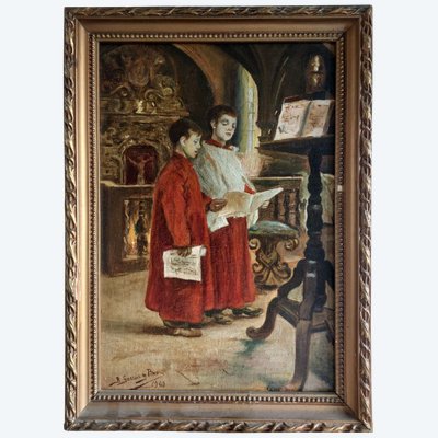 B. Garcia y Pino - Choirboys - 1948 - oil on canvas - Spain