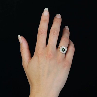 Bague péridot et diamants ancienne