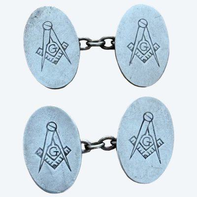 Coppia di gemelli antichi in argento massiccio