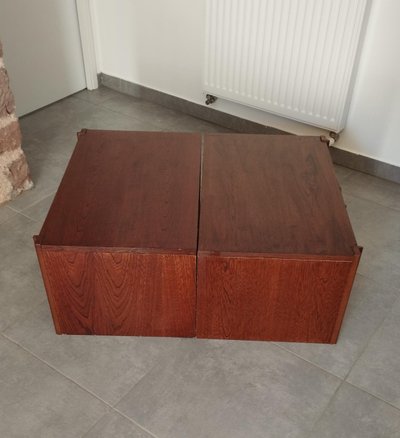Ensemble de deux chevets, paire de tables de nuit,meuble modulable en table basse, enfilade, commode