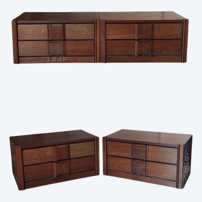 Ensemble de deux chevets, paire de tables de nuit,meuble modulable en table basse, enfilade, commode