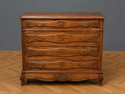 Commode provençale en noyer – Dessus marbre rouge - époque fin XIXeme