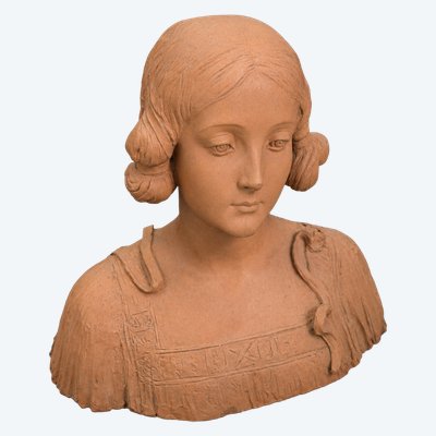 Buste féminin en terre cuite – époque Art déco vers 1930