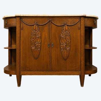 Credenza in rovere in stile Art Déco, ispirata alle creazioni di Maurice Dufrêne.