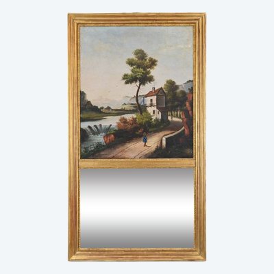 Miroir Trumeau en Bois Doré, style Louis XVI - 1900