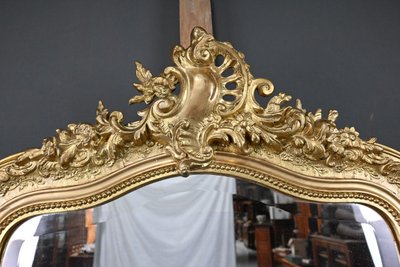Miroir Biseauté à Fronton, style Louis XV - 2ème partie XIXe