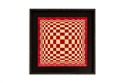 Coppia di pannelli intarsiati in paglia rossa e oro. Stile contemporaneo. LS6823814/2
