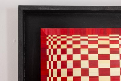 Coppia di pannelli intarsiati in paglia rossa e oro. Stile contemporaneo. LS6823814/2