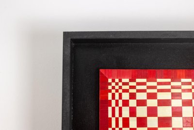 Coppia di pannelli intarsiati in paglia rossa e oro. Stile contemporaneo. LS6823814/2