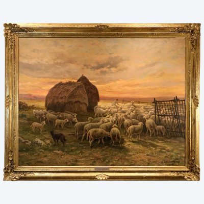 Paysage au coucher du soleil, Charles Ferdinand Ceramano (Thielt 1829 – 1909)