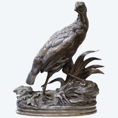 SCULPTURE - LA POULE FAISANE , JULES MOIGNIEZ (1835-1894) - BRONZE