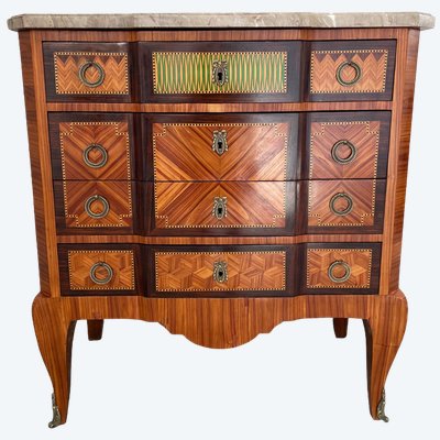 Commode De Style Transition à Ressaut Central XIXème