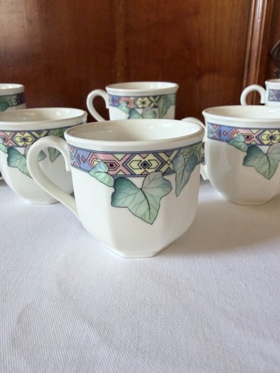 Set di 6 tazze da caffè con piattini in porcellana Villeroy & Boch – modello “Pasadena”