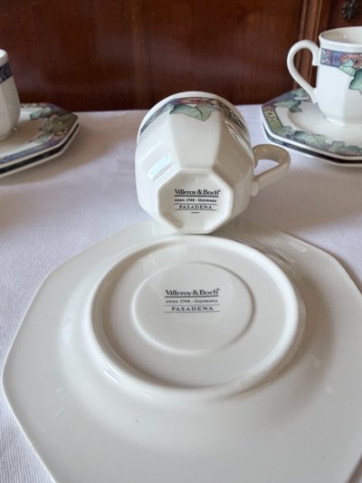 Set di 6 tazze da caffè con piattini in porcellana Villeroy & Boch – modello “Pasadena”