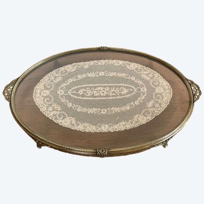 Centre de table en verre et laiton