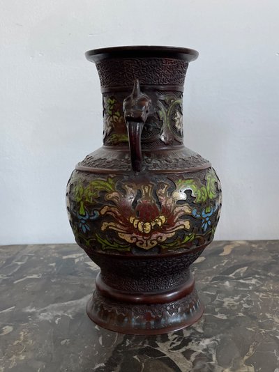 Paire De Vases Cloisonné En Bronze