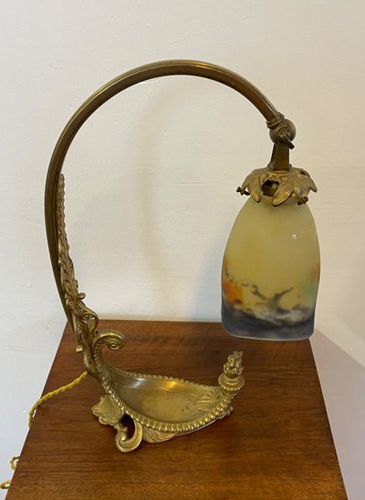Lampe De Bureau En Bronze Doré Muller Vers 1900