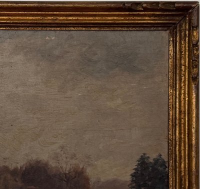 Huile sur panneau par G. Finot un îlot sur un étang début XXe