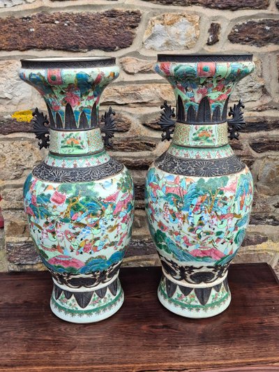 Paire de grand vase Nankin fin XIXe