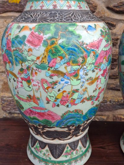 Paire de grand vase Nankin fin XIXe
