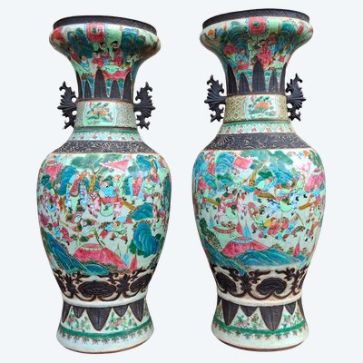 Paire de grand vase Nankin fin XIXe