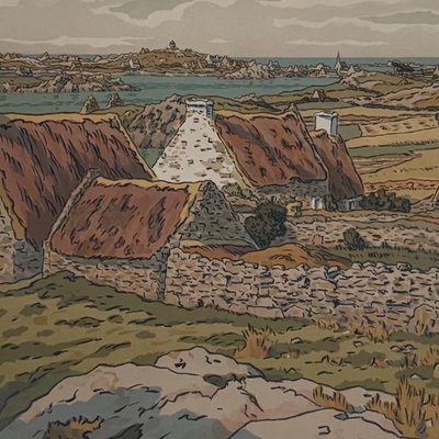 Lithograph by Henri Rivière The Beautiful Land of Brittany - Bréhat Island