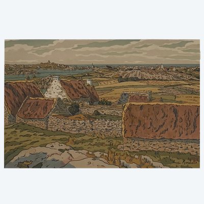 Lithograph by Henri Rivière The Beautiful Land of Brittany - Bréhat Island
