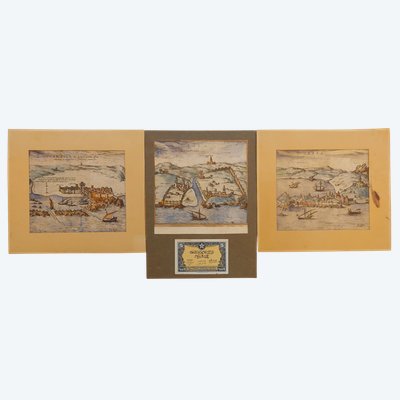Maroc - Espagne  - 3 gravures XVIéme siècle - Assilah - Salé - Ceuta -