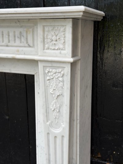 Kamin im Stil Ludwigs XVI. aus Carrara-Marmor, um 1880