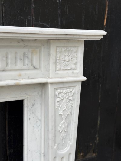 Kamin im Stil Ludwigs XVI. aus Carrara-Marmor, um 1880