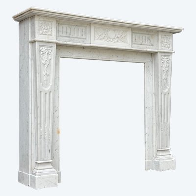 Kamin im Stil Ludwigs XVI. aus Carrara-Marmor, um 1880