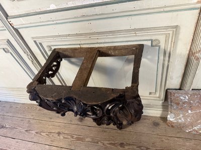 Louis XV style console in carved oak, black patina, 18th century