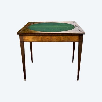 Tavolo da gioco del XIX secolo in mogano e noce
