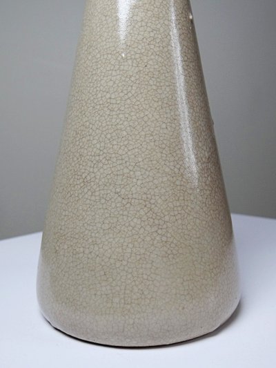 Vase conique Art Déco en faïence craquelée beige, vers 1930-1950