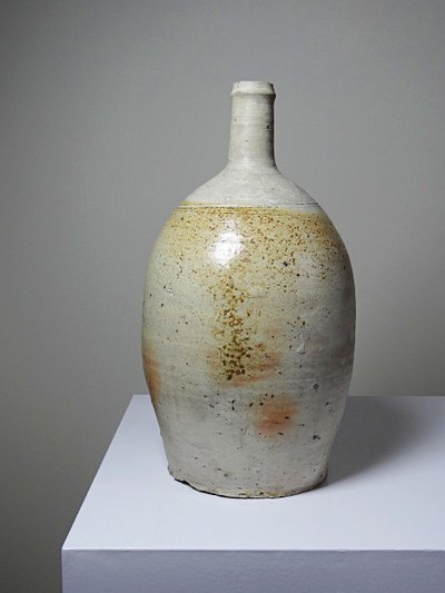 Bonbonne ancienne en grès de Puisaye émaillé, artisanat fin XIXe début XXe