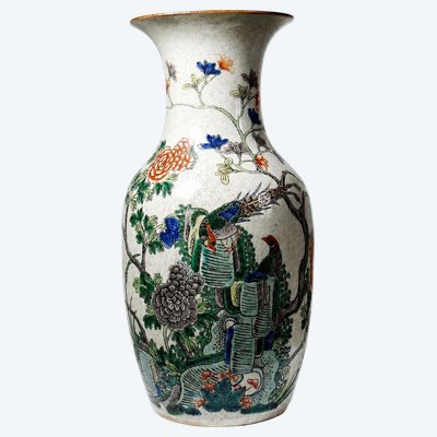 Grande vaso cinese in gres con smalto craquelé "Chenghua", apocrifo, inizio XX secolo.