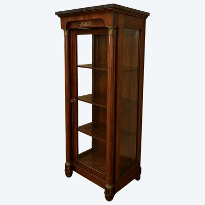 Vetrina in stile Impero in mogano e bronzo dorato, piano in marmo nero - XIX secolo