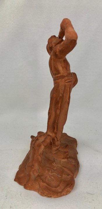 Scultura in terracotta "Pastore basco".