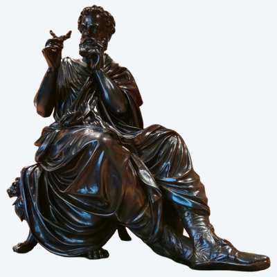 Pythagore, bronze à patine brune signé Jacques Antoine Théodore Coinchon (1814-1881).