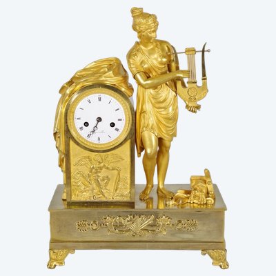 Pendule Empire, allégorie de la poésie, Faizan à Paris, vers 1810
