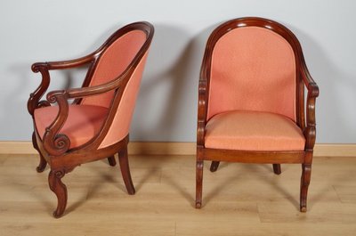 Salon Restauration en acajou, deux fauteuils et deux chaises – vers 1815
