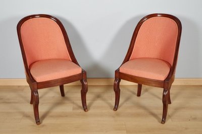 Salon Restauration en acajou, deux fauteuils et deux chaises – vers 1815