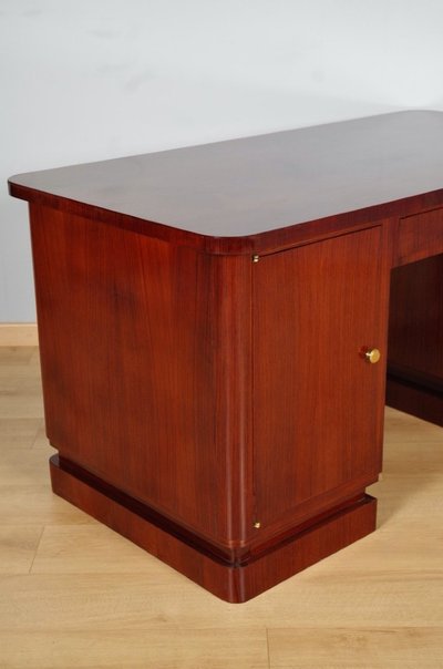 Scrivania Art Déco in palissandro impiallacciato su tutti i lati, 1930 circa
