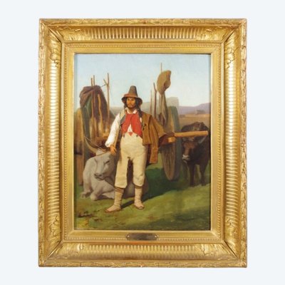 Achille Chaine, Paysan romain, huile sur toile, 1847
