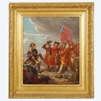 Claudius Popelin, Scène de bataille, huile sur toile, XIXe siècle