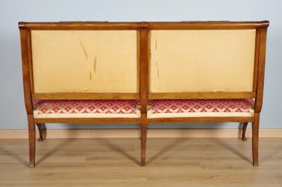 "Return from Egypt" sofa in mahogany and gilded bronze with sphinxes, circa 1900