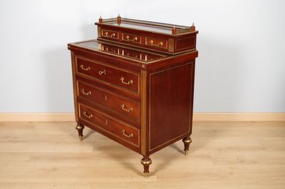 Commode-bureau Louis XVI en acajou et bronze doré – vers 1900